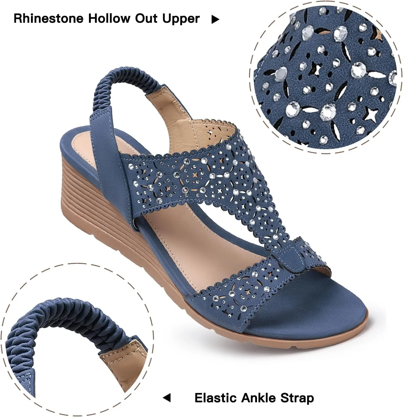 SWQZVT Wedge Sandals Women Dressy: Summer Low Wedges Comfort Sandal - Comfortable Strappy Casual Womens Sandals