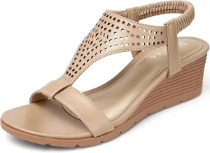 SWQZVT Women Sandals Wedge Low: Dressy Summer Sandal - Comfortable Hollow Out Sandals