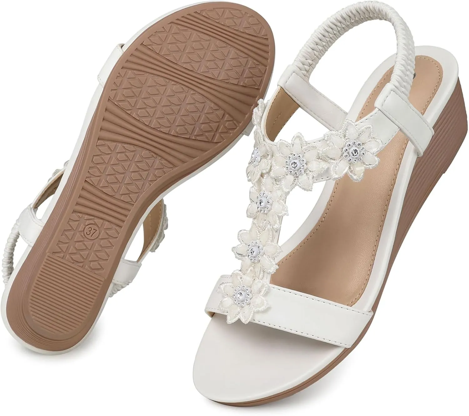 SWQZVT Women Sandals Wedge Low: Dressy Summer Sandal - Comfortable Hollow Out Sandals