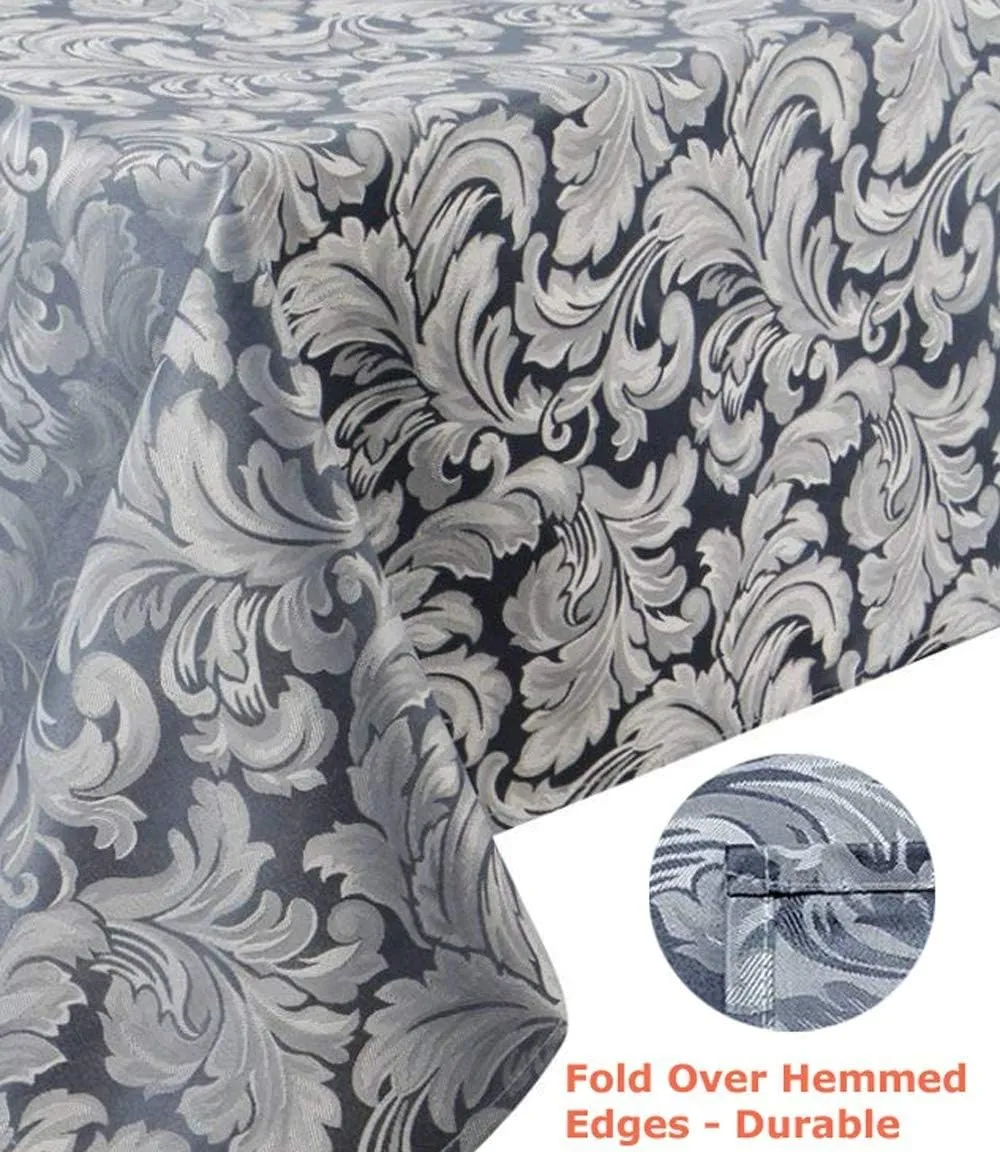 Tektrum Heavy Duty 60 X 102 inch Rectangular Damask Jacquard Tablecloth Table Cover - Waterproof/Spill Proof/Stain Resistant/Wrinkle Free - Great for Banquet, Parties, Dinner, Wedding (Stone Blue)