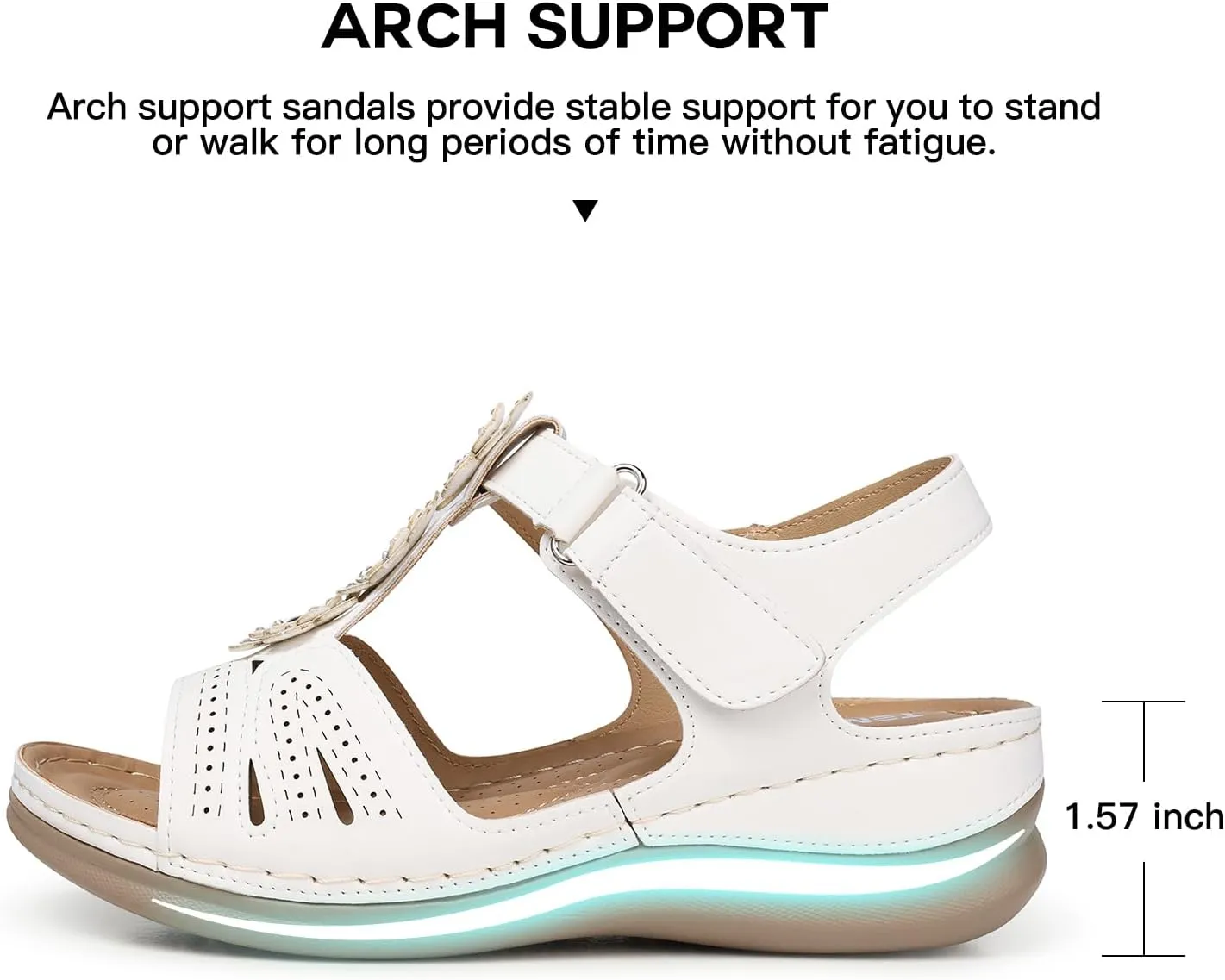 TEMOFON Wedge Sandals for Women Comfortable: Open Toe Sandals with Low Wedges - Dressy Summer Casual Sandals - Flat Comfy Walking Sandals
