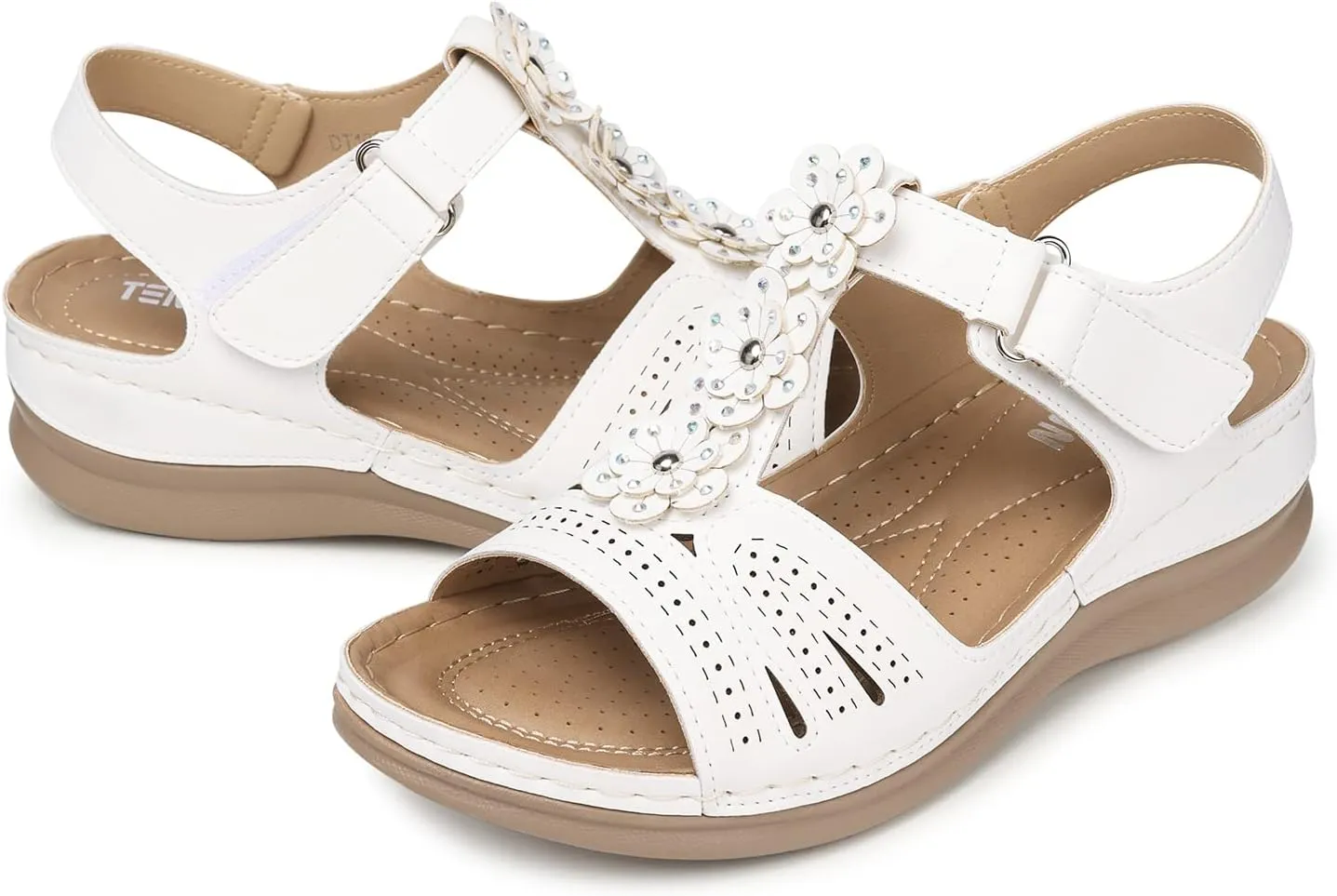 TEMOFON Wedge Sandals for Women Comfortable: Open Toe Sandals with Low Wedges - Dressy Summer Casual Sandals - Flat Comfy Walking Sandals