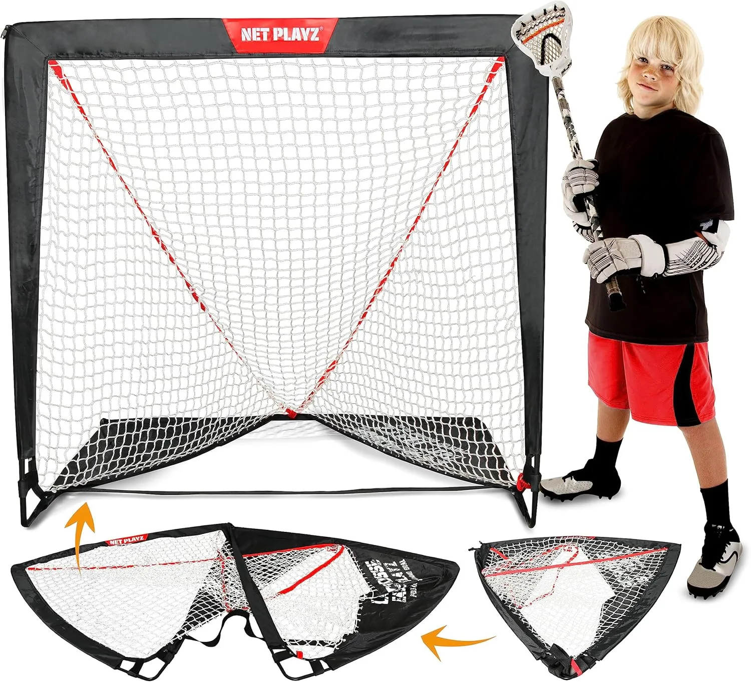 TGU-ODH-445 NET Playz Portable Easy Fold-Up Lacrosse Goal, 4' x 4'