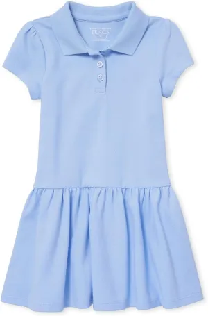 The Children's Place Baby Girls' and Toddler Short Sleeve Pique Polo Dress Drop Waist