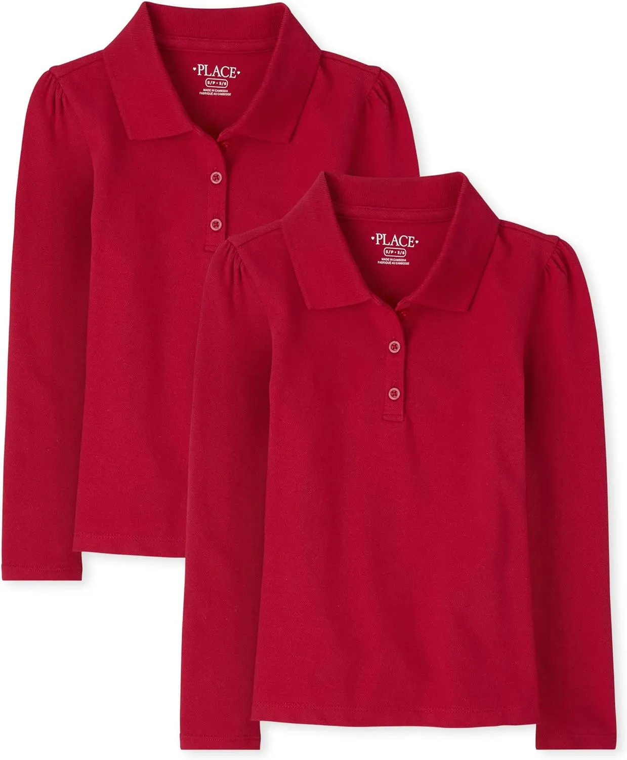 The Children's Place Girls' Long Sleeve Pique Polo 2 Pack
