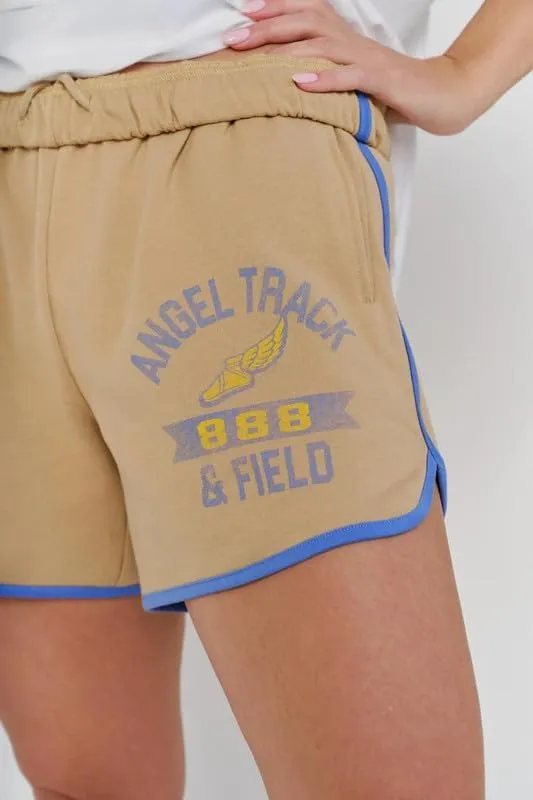 The Mayfair Group Angel Track & Field Vintage Latte Retro SweatShorts