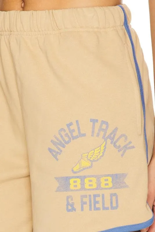 The Mayfair Group Angel Track & Field Vintage Latte Retro SweatShorts