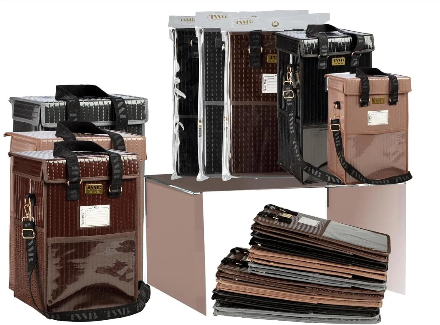 The Wig Bag - Carry Travel Wig Case. Opens Full Size, Folds Flat for Easy Storage - Dusty Pink, Medium - 16" Tall
