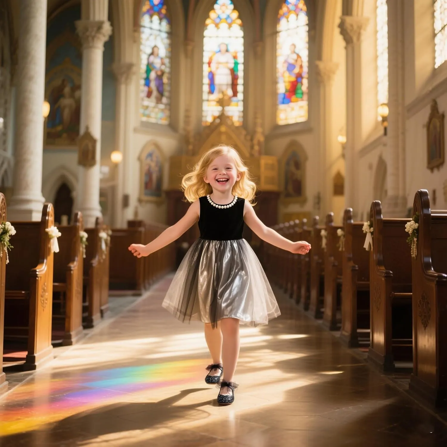 THEE BRON Toddler Dress Shoes Flower Girls Glitter Mary Jane Ballerina Flat Shoes