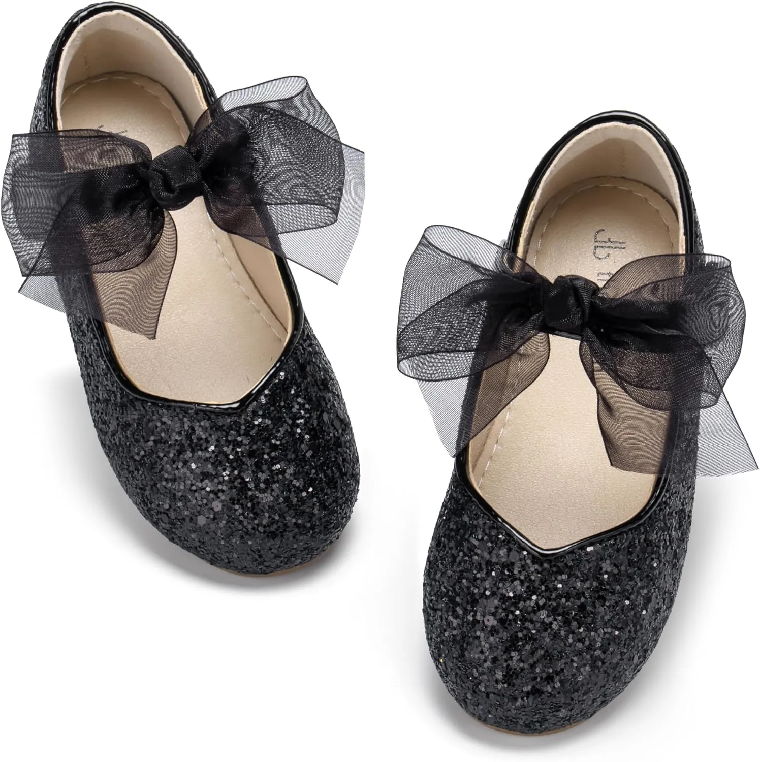 THEE BRON Toddler Dress Shoes Flower Girls Glitter Mary Jane Ballerina Flat Shoes