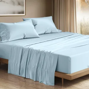 THREAD SPREAD 100% Egyptian Cotton Sheets Queen Size - 1200 Thread Count 4 PC Queen Sheet Set Egyptian Cotton, Sateen Luxury Sheets Queen Size, High Thread Count Sheets, 17" Deep Pocket - Light Blue