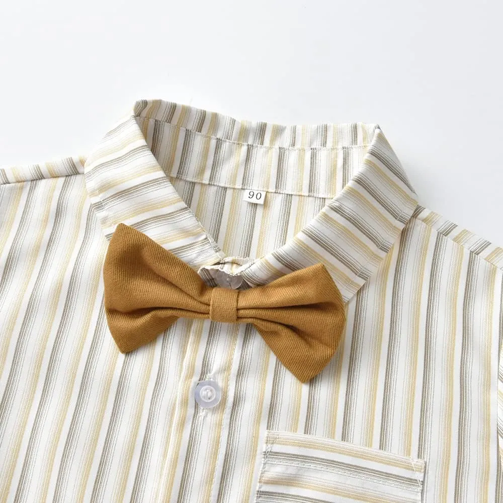 Toddler Dress Suit Baby Boys Gentleman Clothes Sets Bow Ties Shirts   Suspenders Pants Outfits