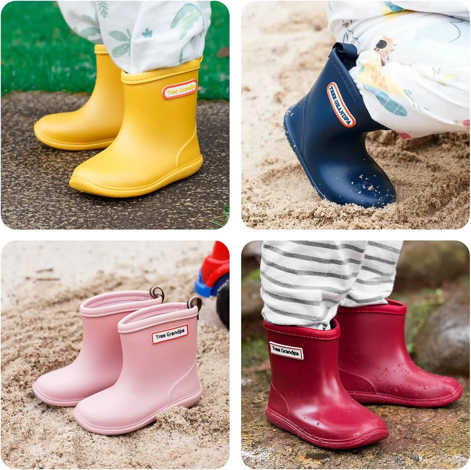 Toddler Kids Rain Boots for Boys Girls Easy-on Lightweight Waterproof Rainboots Baby