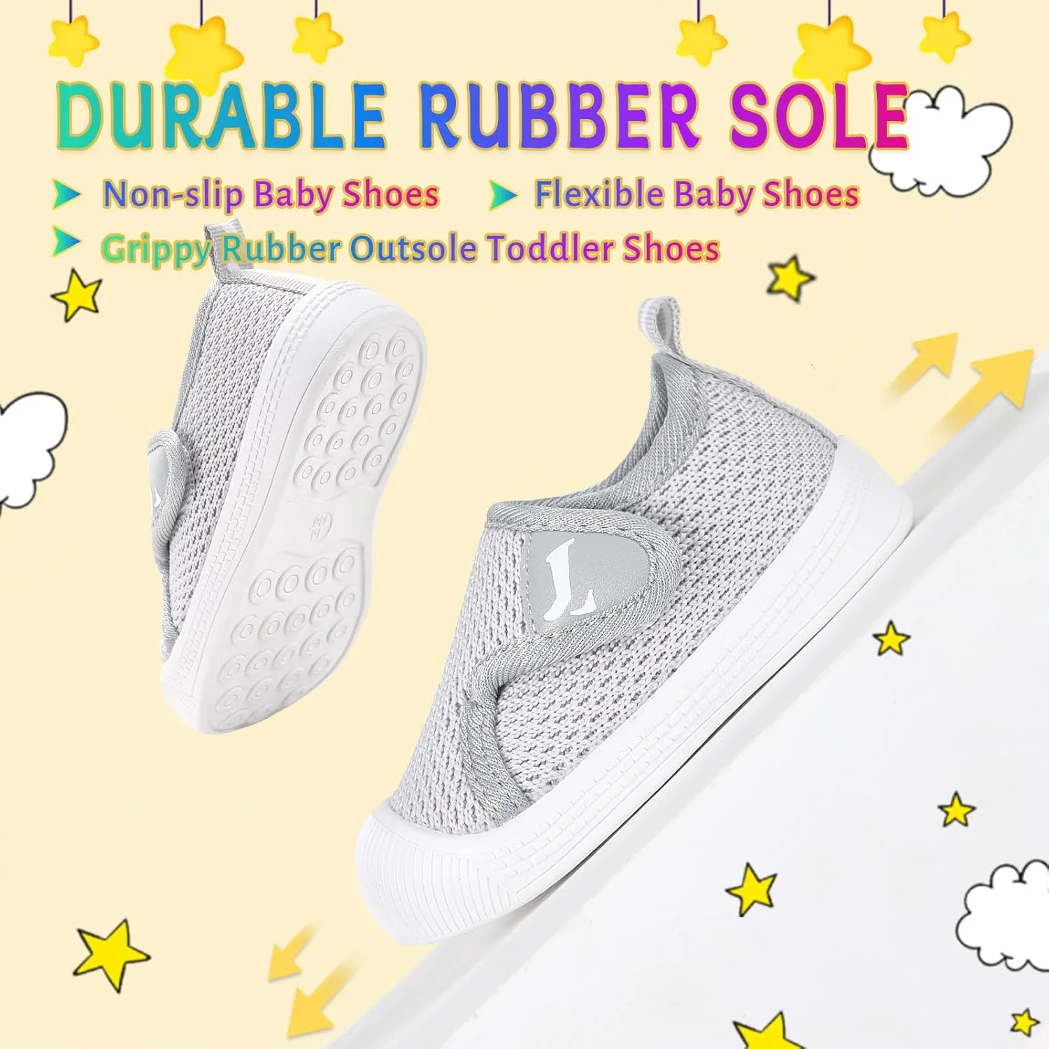 Toddler Shoes,Non-Slip Toddler Sneakers, Lightweight Baby Walking Shoes,Baby First Steps Shoes,Baby Girl Shoes, Baby Boy Shoes, Soft Sole Learning to Walk Shoes,Hook&Loop Baby Shoes 6 9 12 24 Months