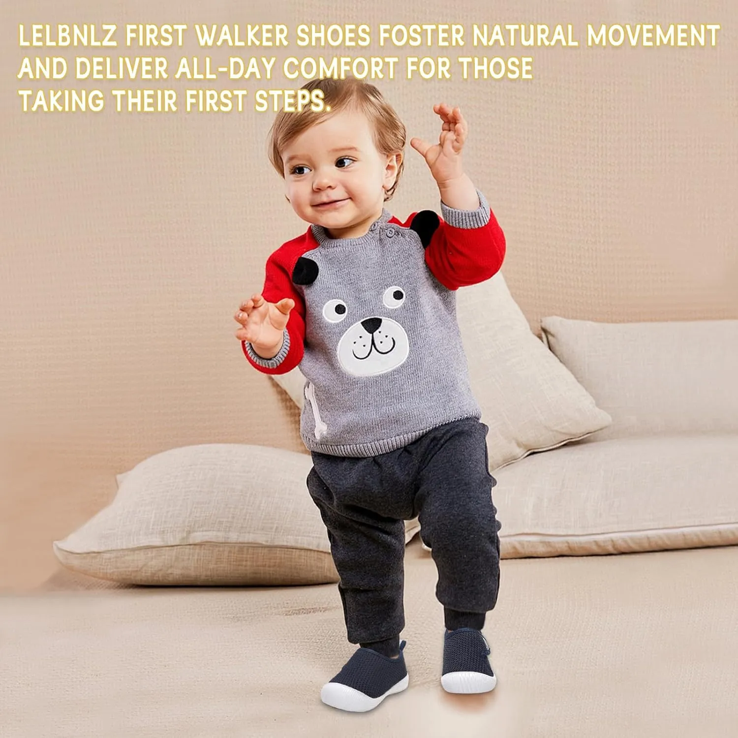 Toddler Shoes,Non-Slip Toddler Sneakers, Lightweight Baby Walking Shoes,Baby First Steps Shoes,Baby Girl Shoes, Baby Boy Shoes, Soft Sole Learning to Walk Shoes,Hook&Loop Baby Shoes 6 9 12 24 Months