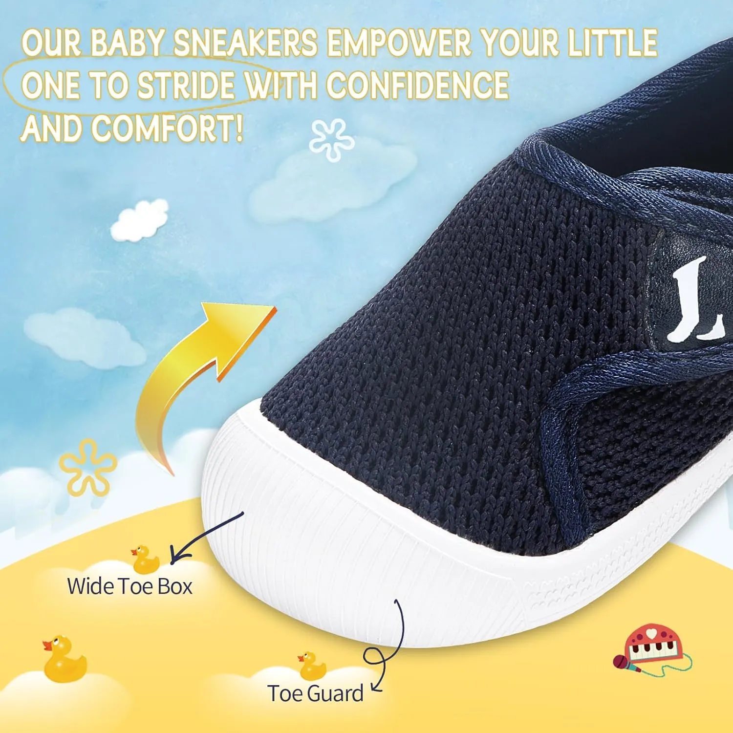 Toddler Shoes,Non-Slip Toddler Sneakers, Lightweight Baby Walking Shoes,Baby First Steps Shoes,Baby Girl Shoes, Baby Boy Shoes, Soft Sole Learning to Walk Shoes,Hook&Loop Baby Shoes 6 9 12 24 Months