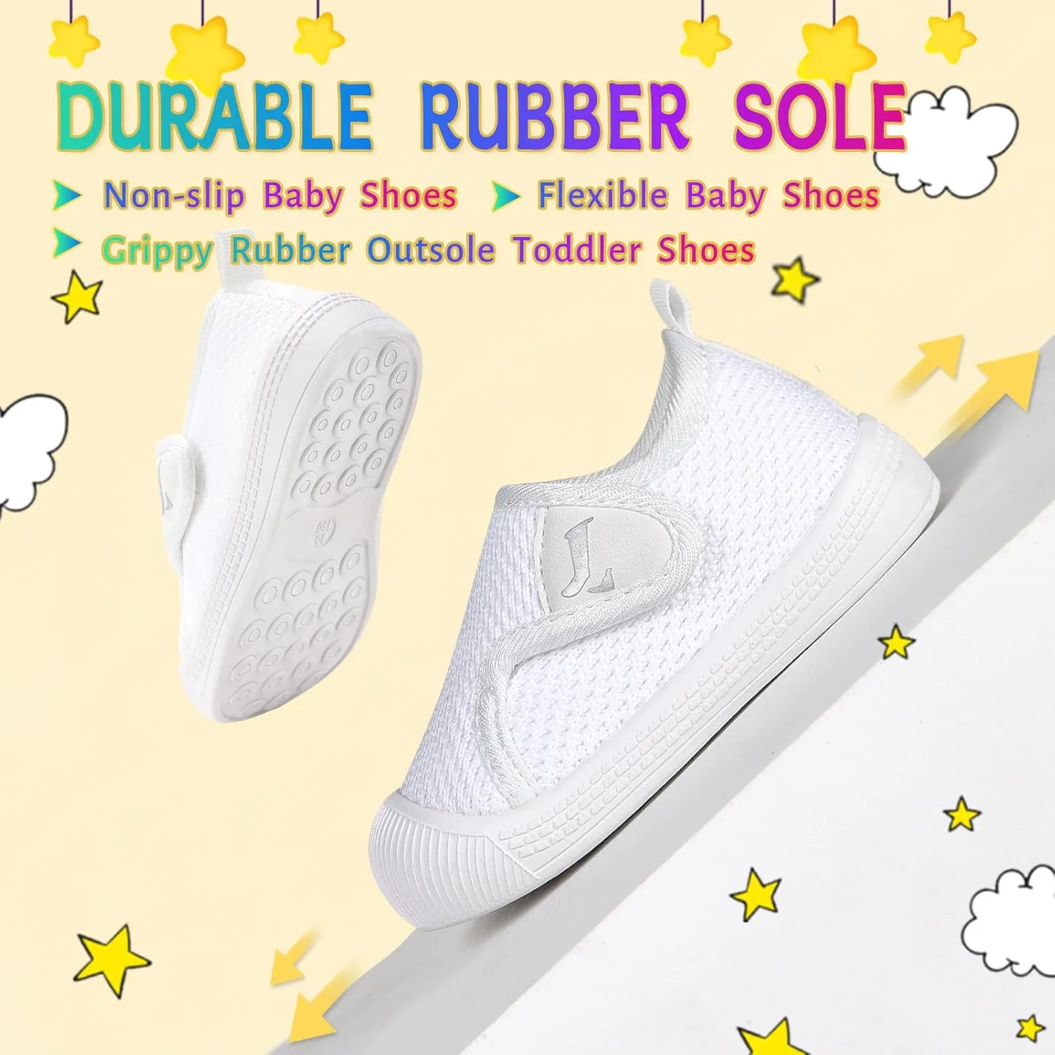 Toddler Shoes,Non-Slip Toddler Sneakers, Lightweight Baby Walking Shoes,Baby First Steps Shoes,Baby Girl Shoes, Baby Boy Shoes, Soft Sole Learning to Walk Shoes,Hook&Loop Baby Shoes 6 9 12 24 Months