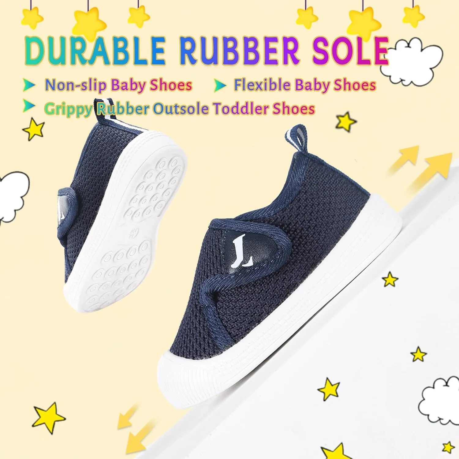 Toddler Shoes,Non-Slip Toddler Sneakers, Lightweight Baby Walking Shoes,Baby First Steps Shoes,Baby Girl Shoes, Baby Boy Shoes, Soft Sole Learning to Walk Shoes,Hook&Loop Baby Shoes 6 9 12 24 Months