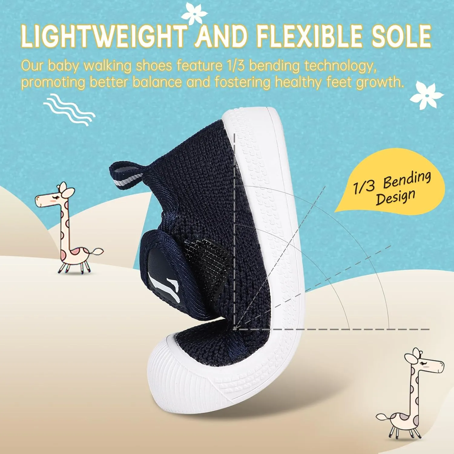 Toddler Shoes,Non-Slip Toddler Sneakers, Lightweight Baby Walking Shoes,Baby First Steps Shoes,Baby Girl Shoes, Baby Boy Shoes, Soft Sole Learning to Walk Shoes,Hook&Loop Baby Shoes 6 9 12 24 Months