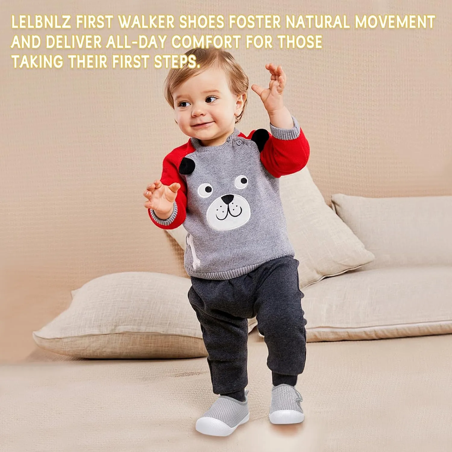 Toddler Shoes,Non-Slip Toddler Sneakers, Lightweight Baby Walking Shoes,Baby First Steps Shoes,Baby Girl Shoes, Baby Boy Shoes, Soft Sole Learning to Walk Shoes,Hook&Loop Baby Shoes 6 9 12 24 Months