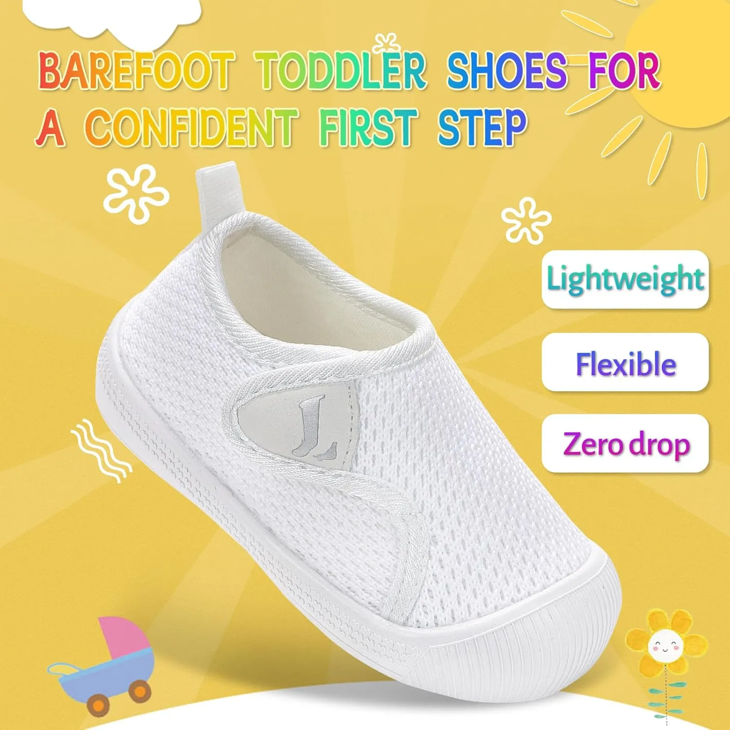 Toddler Shoes,Non-Slip Toddler Sneakers, Lightweight Baby Walking Shoes,Baby First Steps Shoes,Baby Girl Shoes, Baby Boy Shoes, Soft Sole Learning to Walk Shoes,Hook&Loop Baby Shoes 6 9 12 24 Months