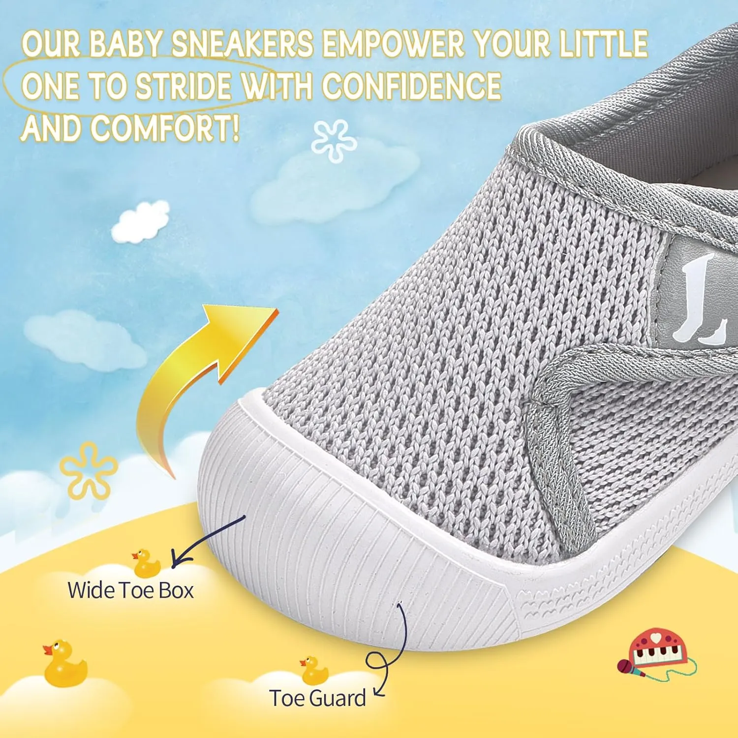 Toddler Shoes,Non-Slip Toddler Sneakers, Lightweight Baby Walking Shoes,Baby First Steps Shoes,Baby Girl Shoes, Baby Boy Shoes, Soft Sole Learning to Walk Shoes,Hook&Loop Baby Shoes 6 9 12 24 Months