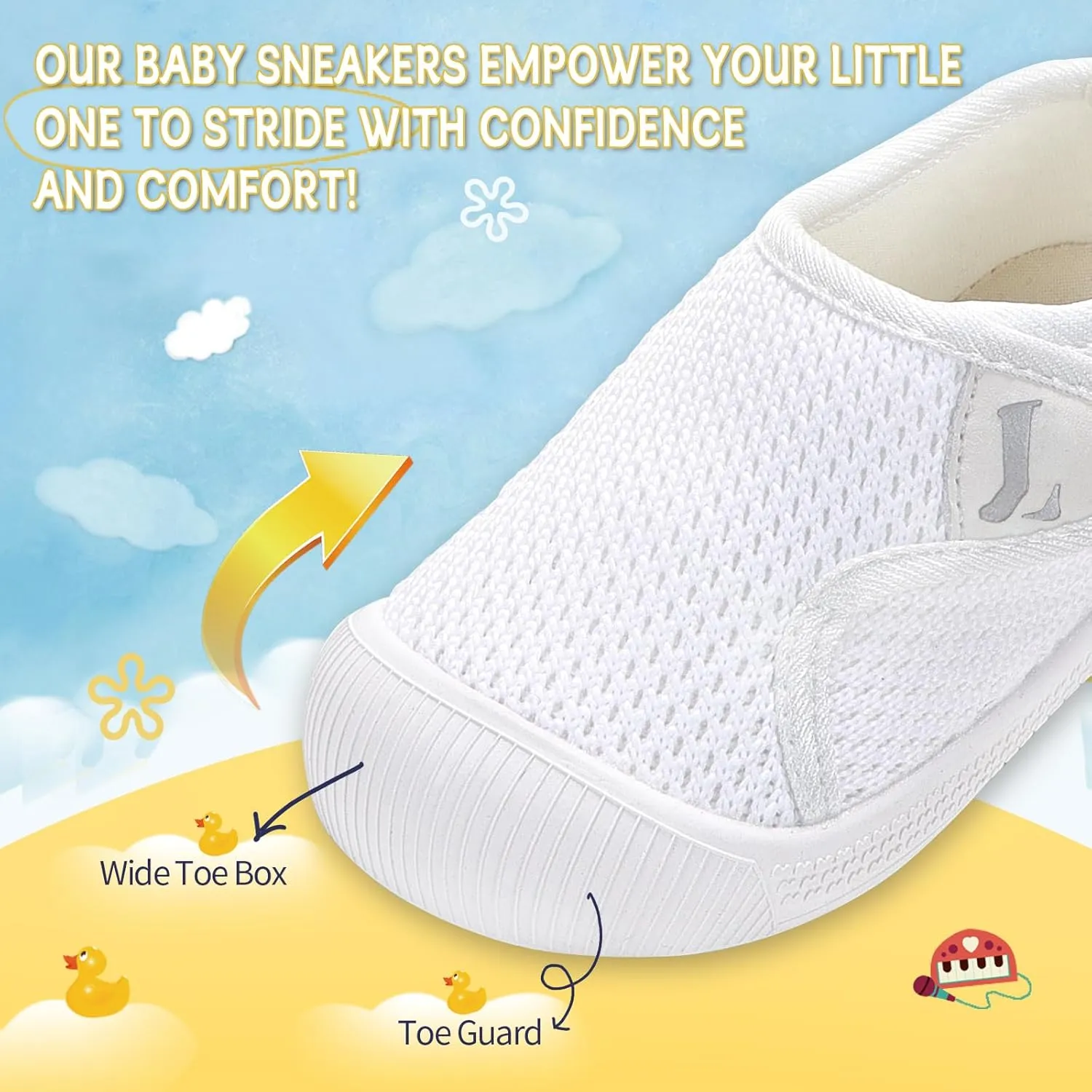 Toddler Shoes,Non-Slip Toddler Sneakers, Lightweight Baby Walking Shoes,Baby First Steps Shoes,Baby Girl Shoes, Baby Boy Shoes, Soft Sole Learning to Walk Shoes,Hook&Loop Baby Shoes 6 9 12 24 Months