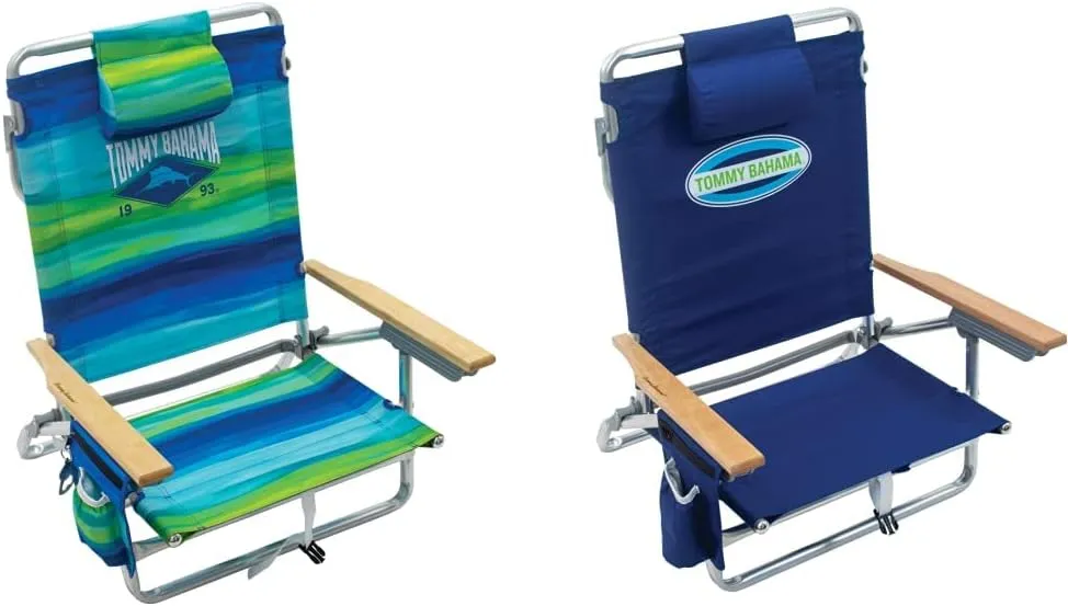 Tommy Bahama 5-Position Classic Lay Flat Folding Backpack Beach Chair