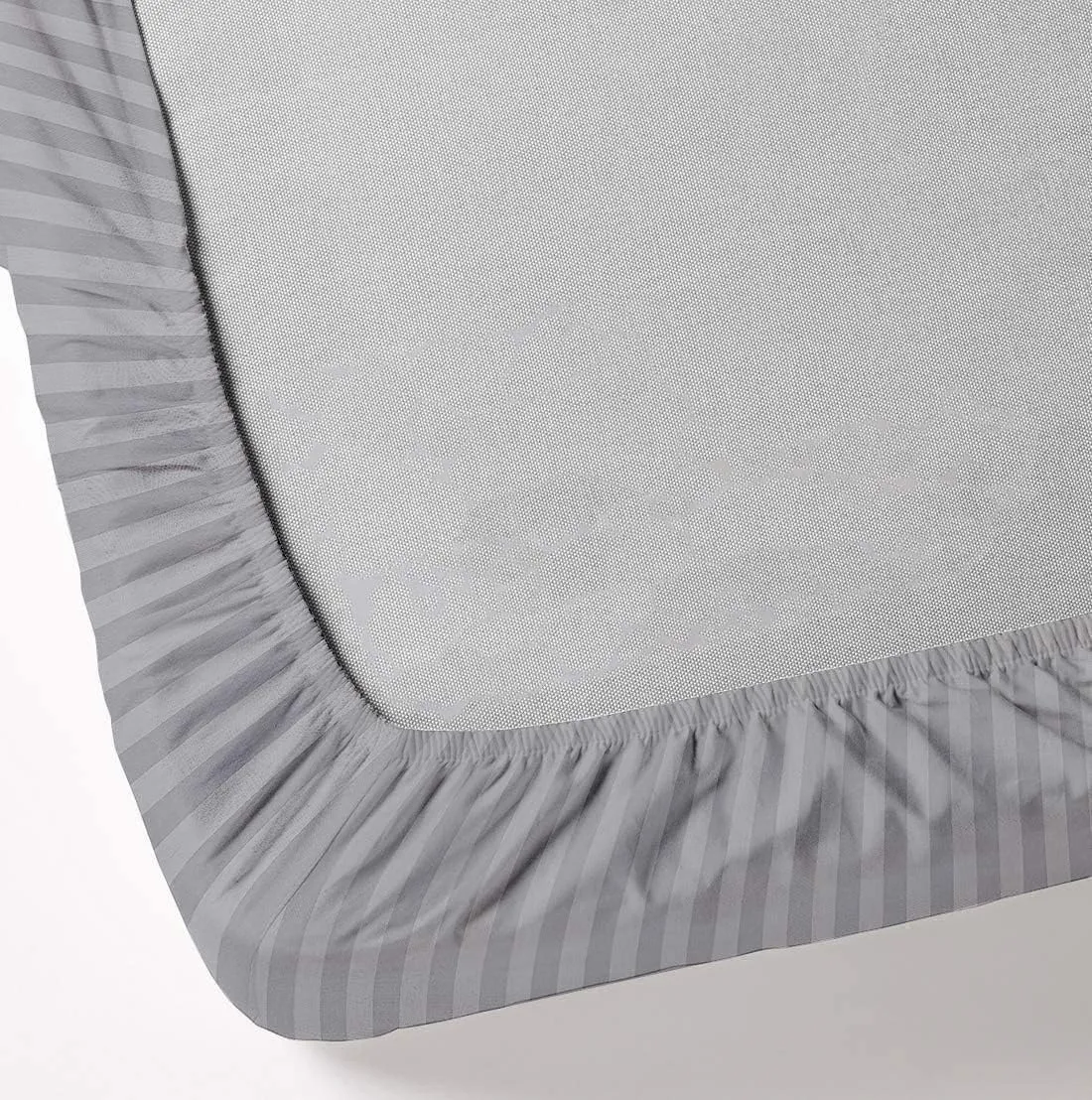 Top Split King Sheets Sets (4 Pcs) - Flex Head King Sheets Sets for Adjustable Beds - 100% Egyptian Cotton - Sleep Number Sheets Split Top King - 15" Deep Pocket - Cooling & Comfy - Light Grey Stripe