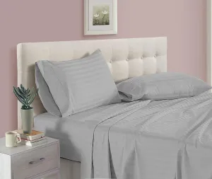 Top Split King Sheets Sets (4 Pcs) - Flex Head King Sheets Sets for Adjustable Beds - 100% Egyptian Cotton - Sleep Number Sheets Split Top King - 15" Deep Pocket - Cooling & Comfy - Light Grey Stripe