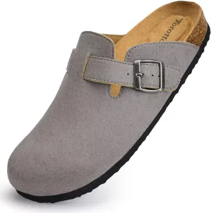 Torotto Womens Mens Clogs Cork Footbed Suede Slippers Arch Support Potato Shoes with Adjustable Buckle