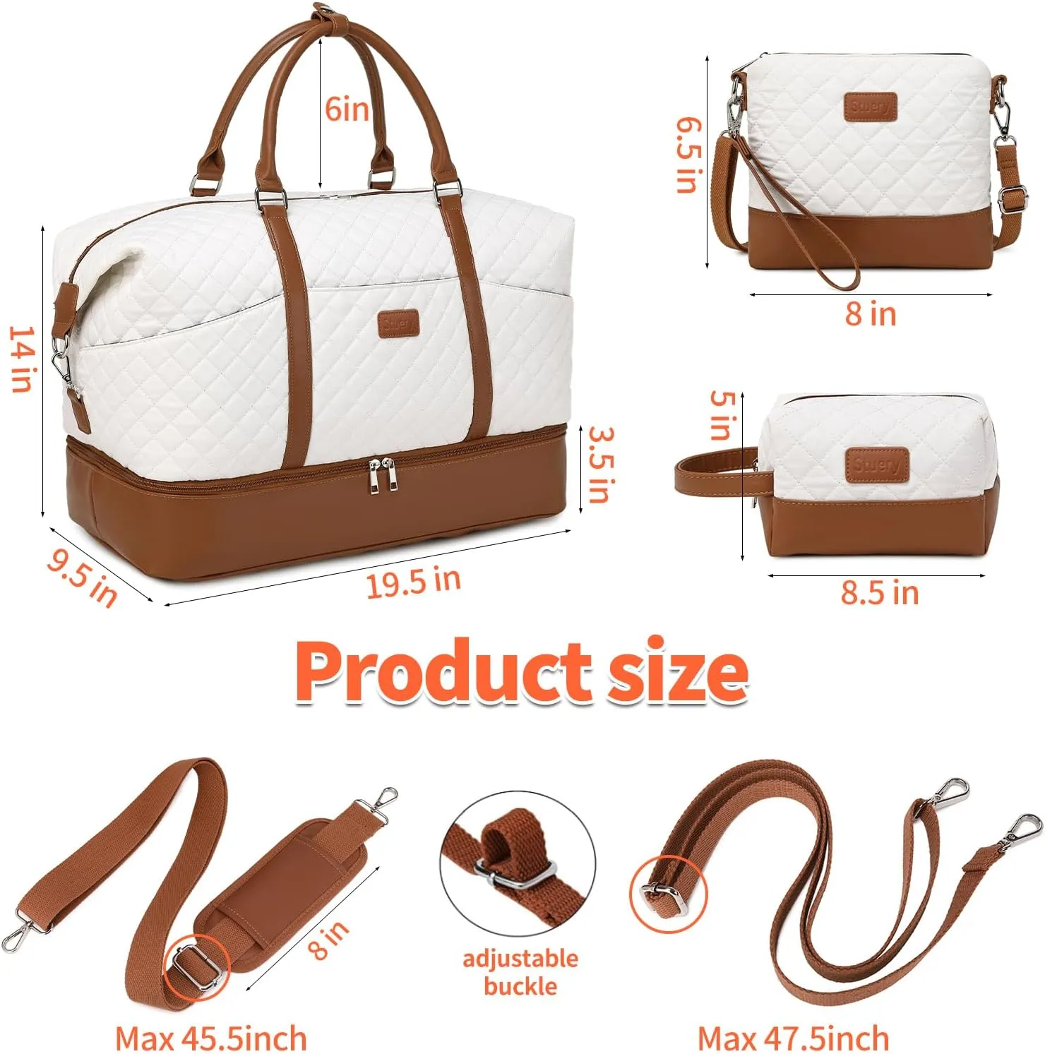 Travel Bag for Women: 21" Large Weekender Bags for Women with Shoe Compartment & Toiletry Bags, 3PCS Overnight Duffel Tote for Carry on Weekend Travel Business Trip Airplane Traveling, Gym