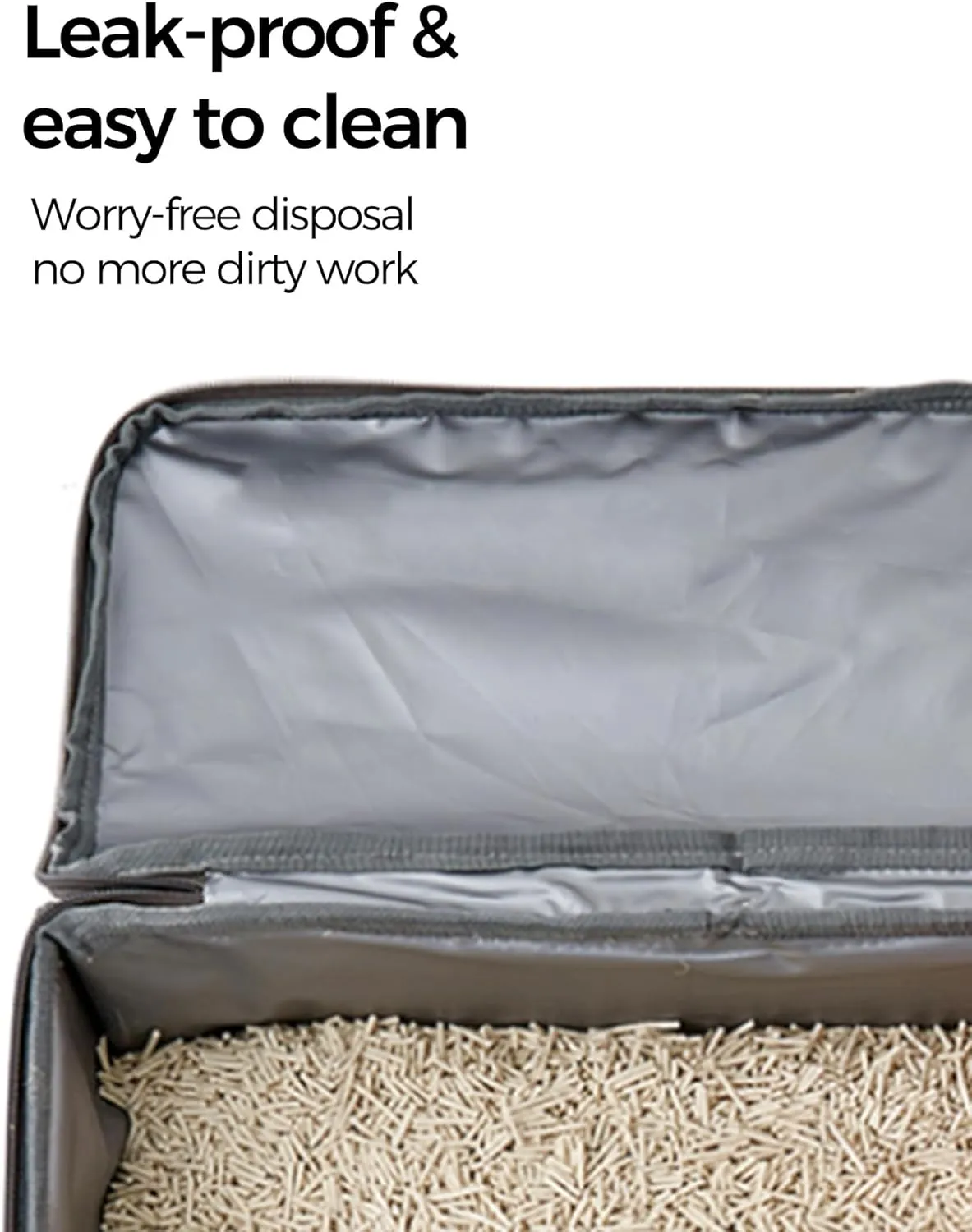 Travel Litter Box for Cats, Leak-Proof, Odor Control, Easy Cleaning, Portable Collapsible with Lid, Grey, M