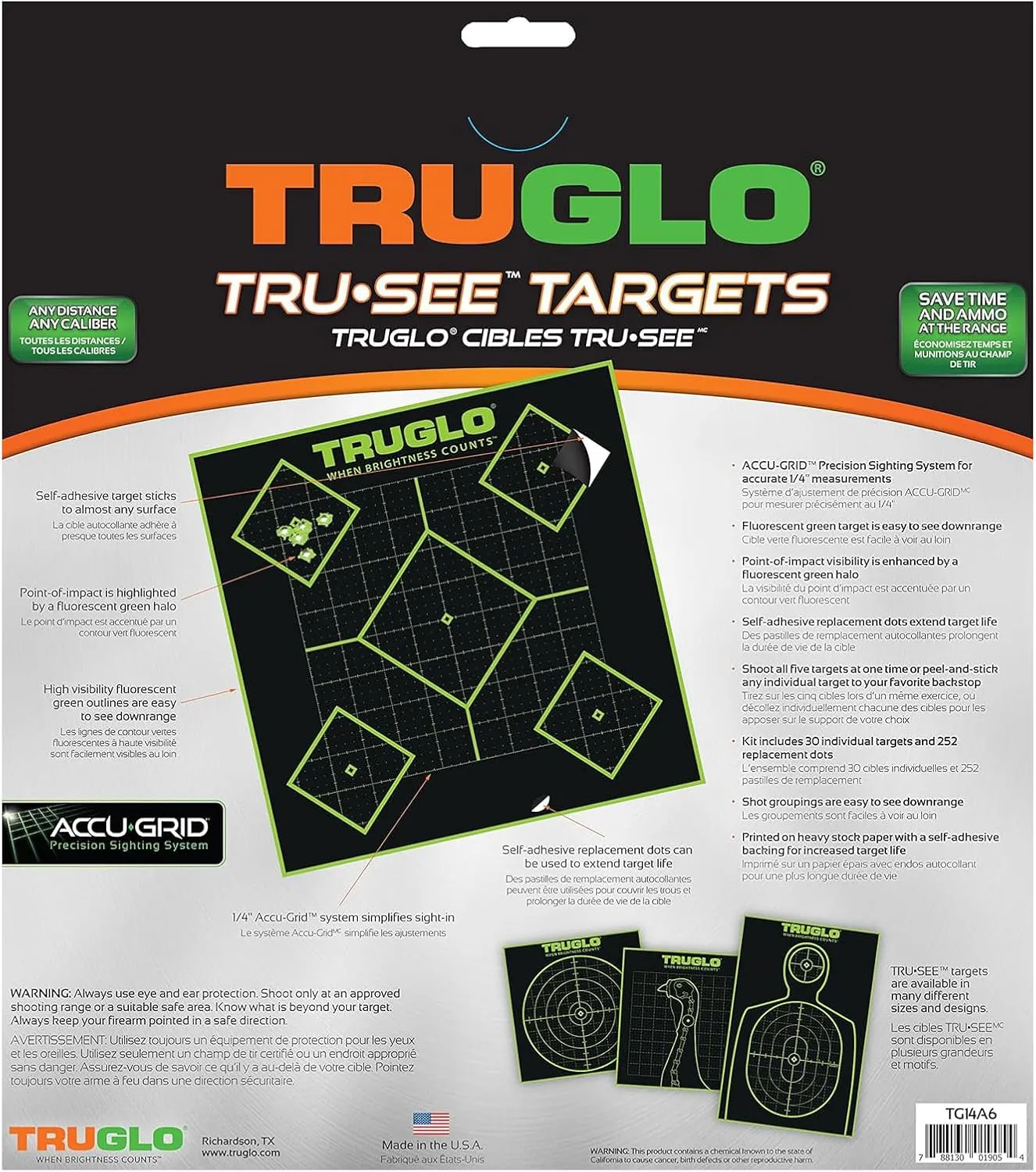 TRUGLO 12X12 Tru-See 5-Diamond Bright Fluorescent Self-Adhesive High-Visible Reactive Splatter Targets, Available in 6, 12, 25 or 50-Pack Options