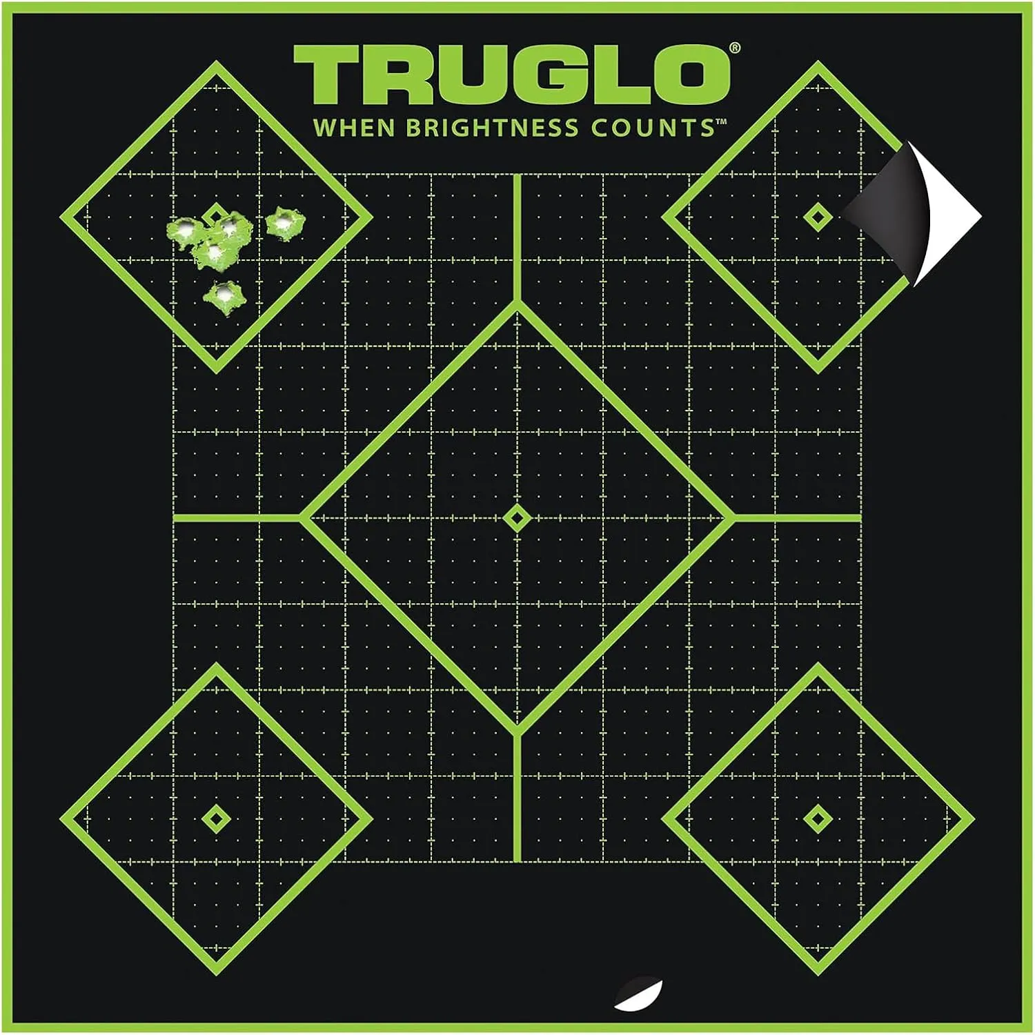 TRUGLO 12X12 Tru-See 5-Diamond Bright Fluorescent Self-Adhesive High-Visible Reactive Splatter Targets, Available in 6, 12, 25 or 50-Pack Options
