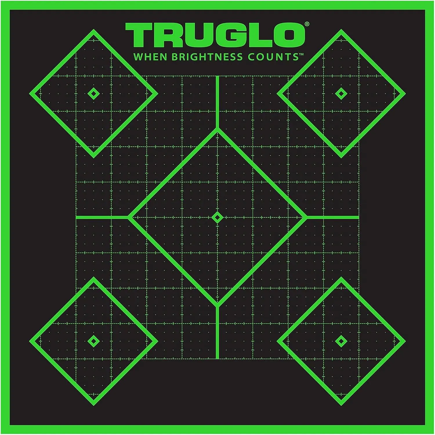TRUGLO 12X12 Tru-See 5-Diamond Bright Fluorescent Self-Adhesive High-Visible Reactive Splatter Targets, Available in 6, 12, 25 or 50-Pack Options
