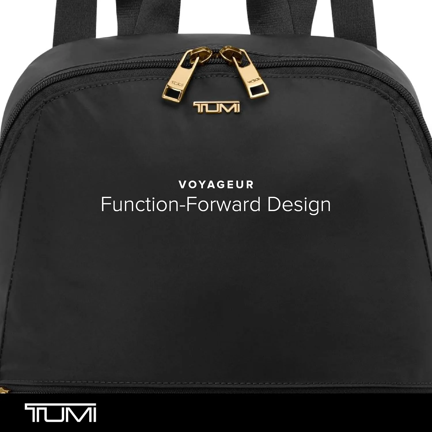 TUMI - Just In Case Foldable Backpack - Lightweight, Compact Travel Backpack - For One Bag Travel - 15.5" X 12.3" X 4.5" - Black with Gold Hardware