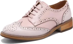 U-lite Women's Perforated Lace-up Wingtip Multicolor Leather Flat Oxfords Vintage Oxford Shoes