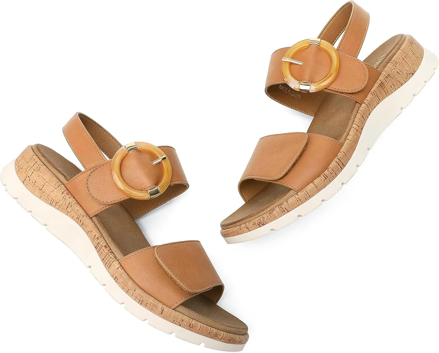 UBFEN Womens Flat Sandals Arch Support Open Toe Walking Comfy Casual Low Wedge Summer Shoes