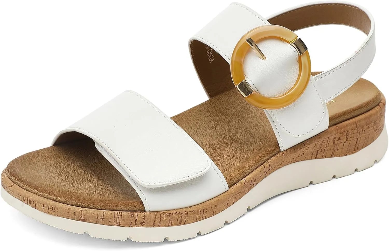 UBFEN Womens Flat Sandals Arch Support Open Toe Walking Comfy Casual Low Wedge Summer Shoes