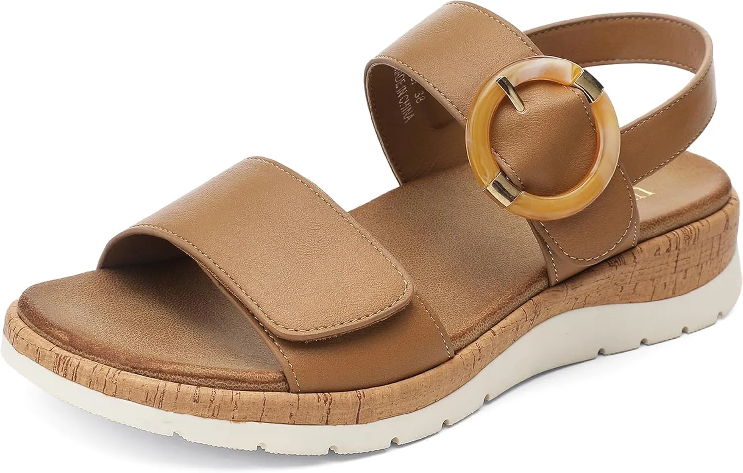 UBFEN Womens Flat Sandals Arch Support Open Toe Walking Comfy Casual Low Wedge Summer Shoes