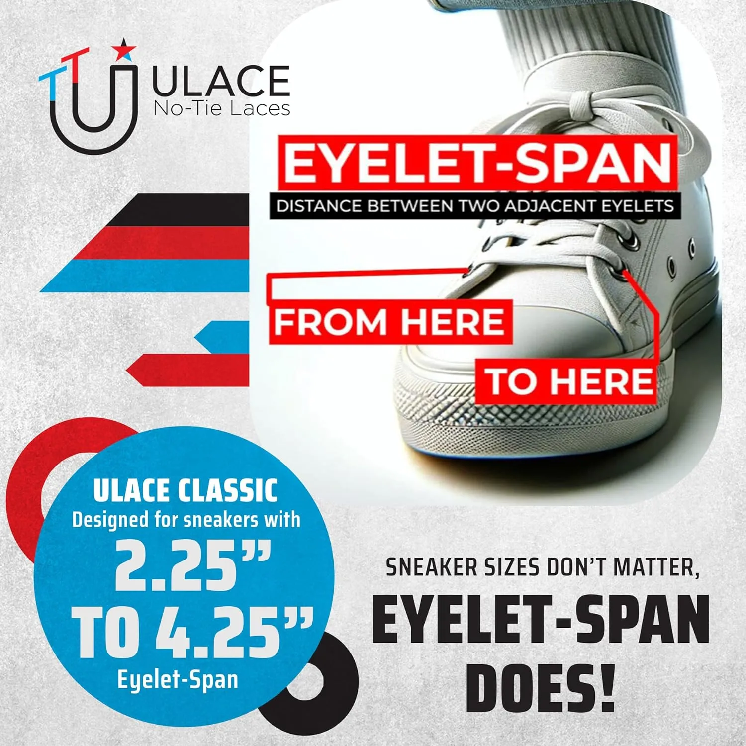 uLace Classic No-Tie Shoelaces - Elastic Shoe Laces for Sneakers | Stretchy, Elastic Laces | Easy Installation - 14 Laces
