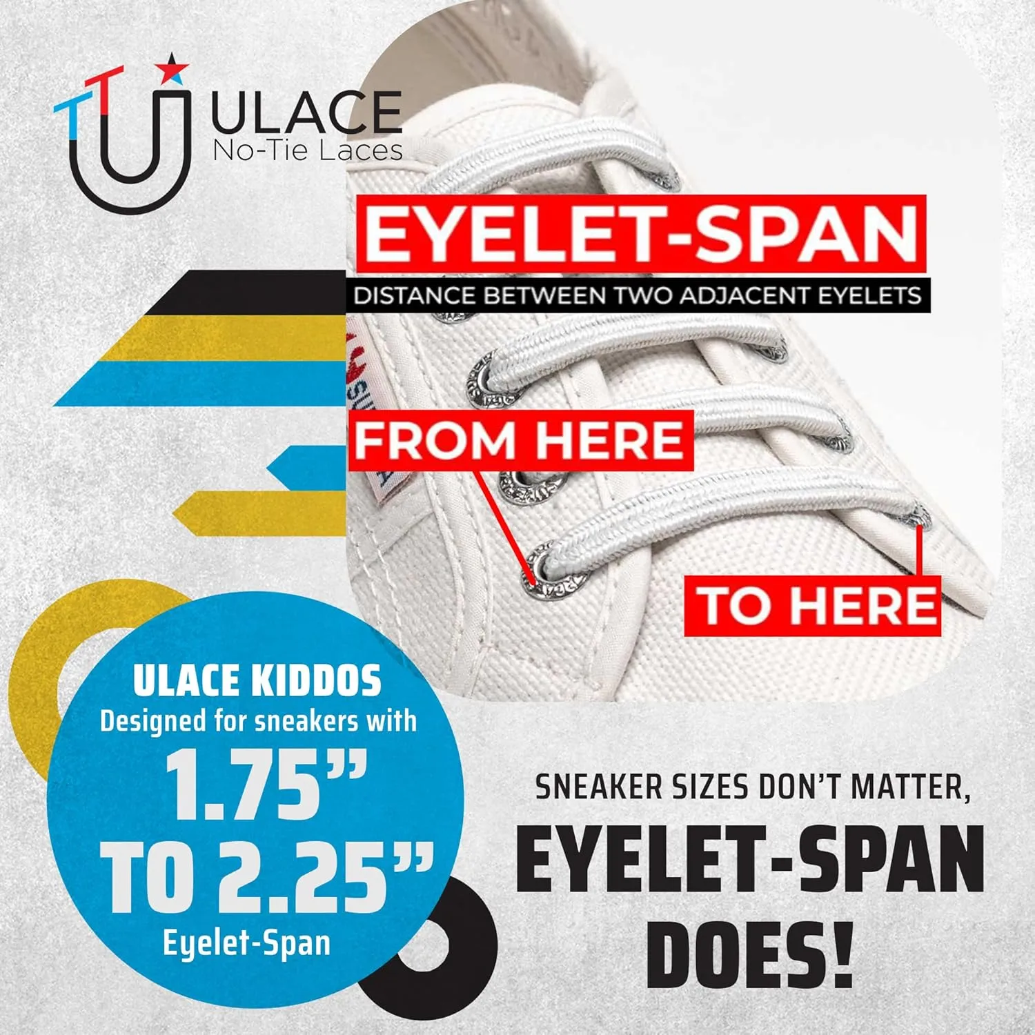 uLace Kiddos No-Tie Shoelaces - Elastic Shoe Laces for Sneakers | Stretchy, Elastic Laces | Easy Installation - 14 Laces