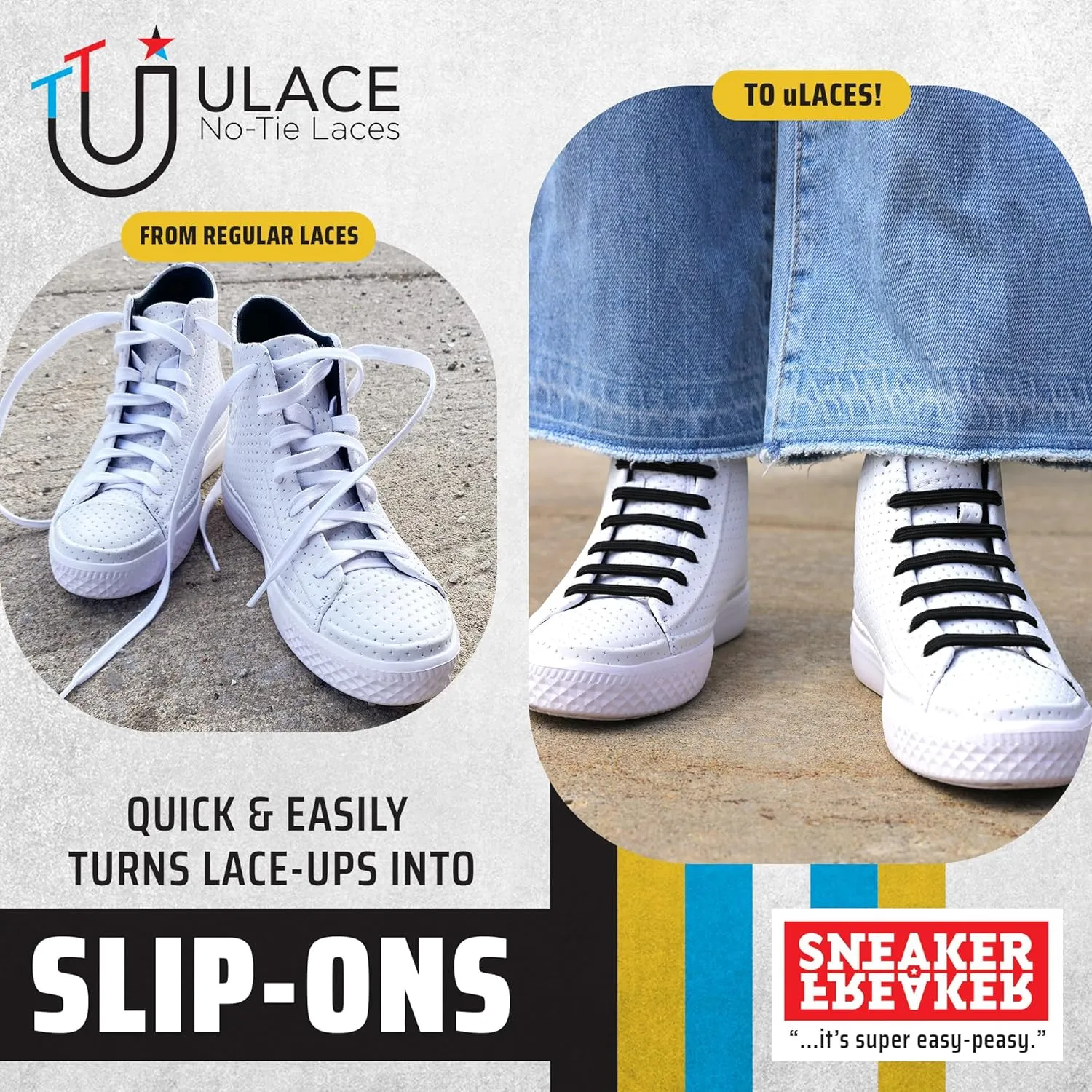 uLace Kiddos No-Tie Shoelaces - Elastic Shoe Laces for Sneakers | Stretchy, Elastic Laces | Easy Installation - 14 Laces