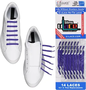 uLace Slims No-Tie Shoelaces - Elastic Shoe Laces for Sneakers | Stretchy, Elastic Laces | Easy Installation - 14 Laces