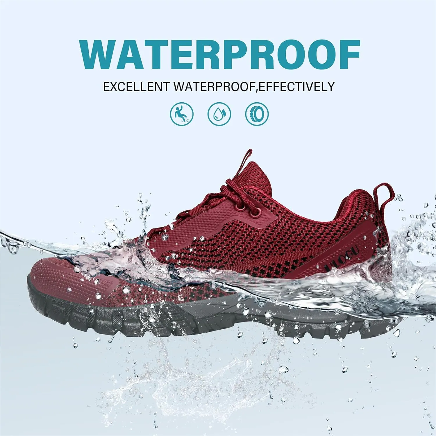 ulogu Women's Waterproof Hiking Shoes Lightweight Non-Slip Comfy All Day Walking Work Sneakers 6-Month Warranty