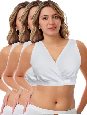 Underworks Arthritis Bra - Hook and Loop Front Closure - Sleep and Leisure - Breastfeeding - 3-Pack