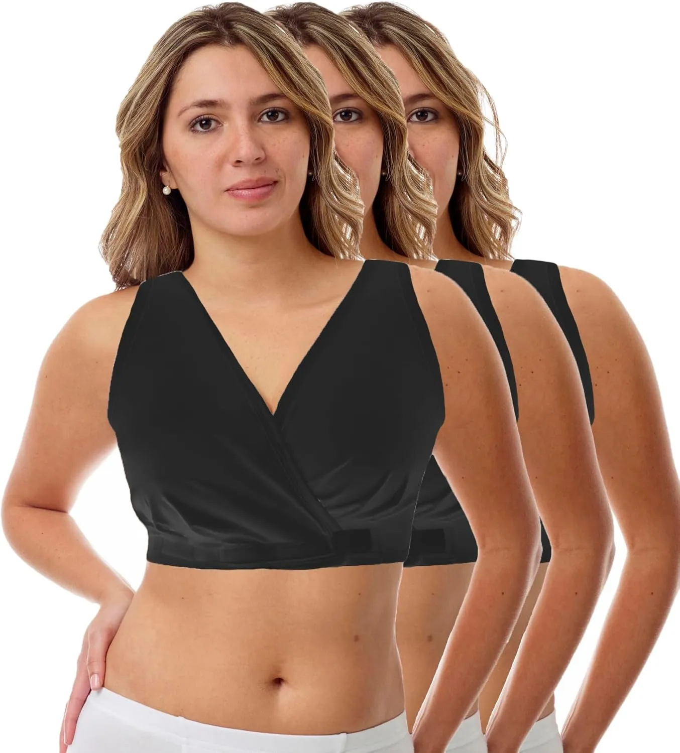 Underworks Arthritis Bra - Hook and Loop Front Closure - Sleep and Leisure - Breastfeeding - 3-Pack