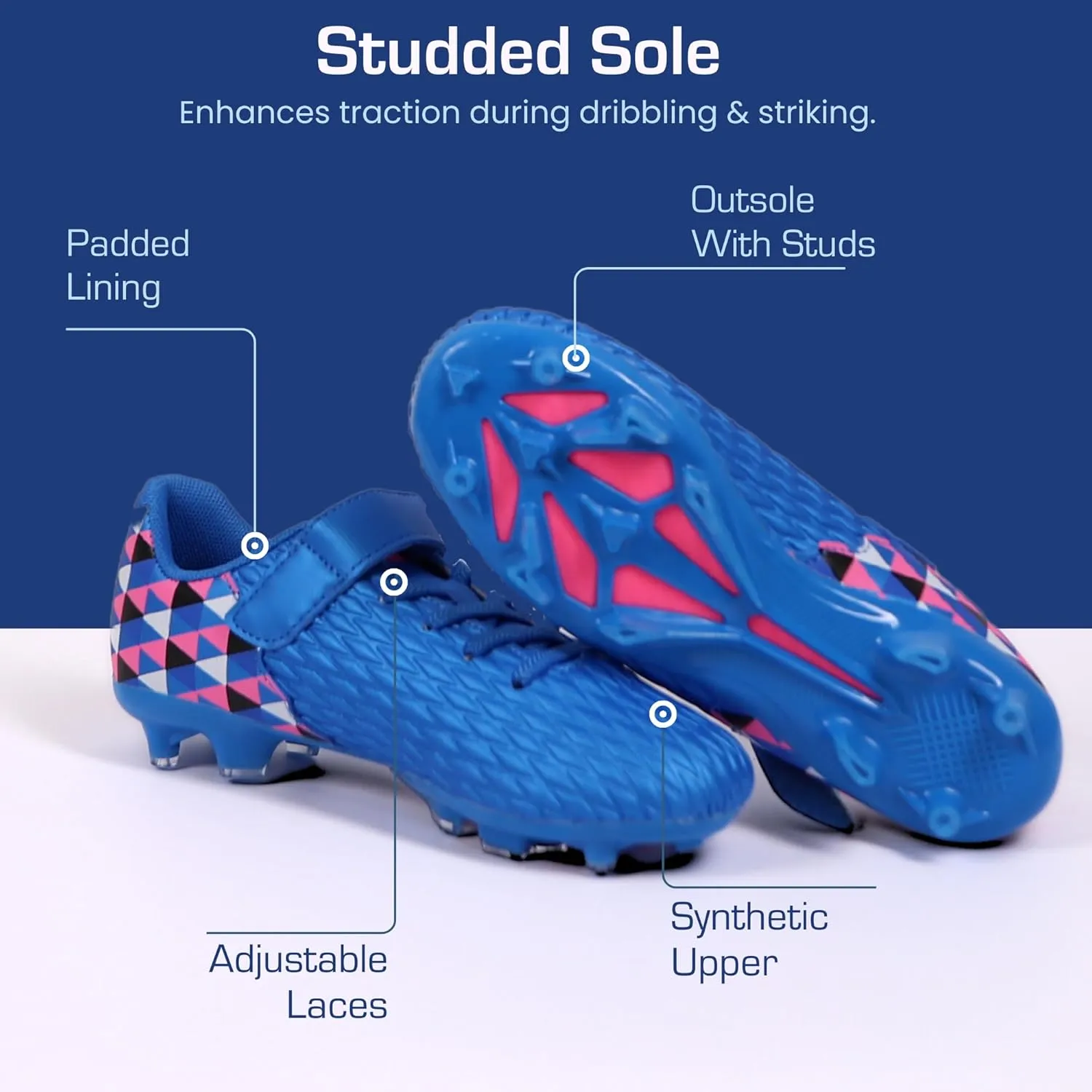 Unisex-Child Athletic Outdoor Training Soccer Cleats for Youth | Little/Big Kid Firm Ground Football Shoes | Lightweight