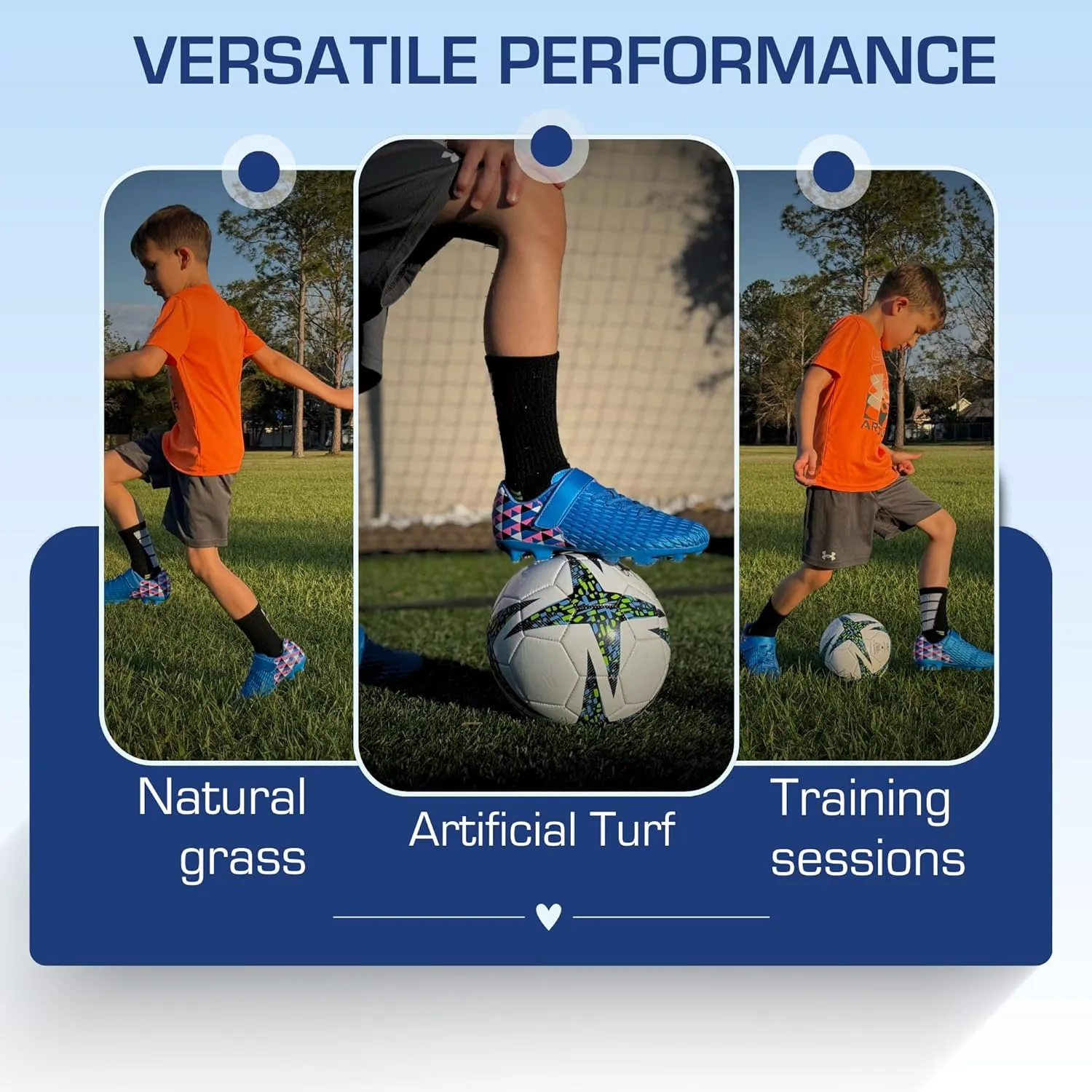 Unisex-Child Athletic Outdoor Training Soccer Cleats for Youth | Little/Big Kid Firm Ground Football Shoes | Lightweight